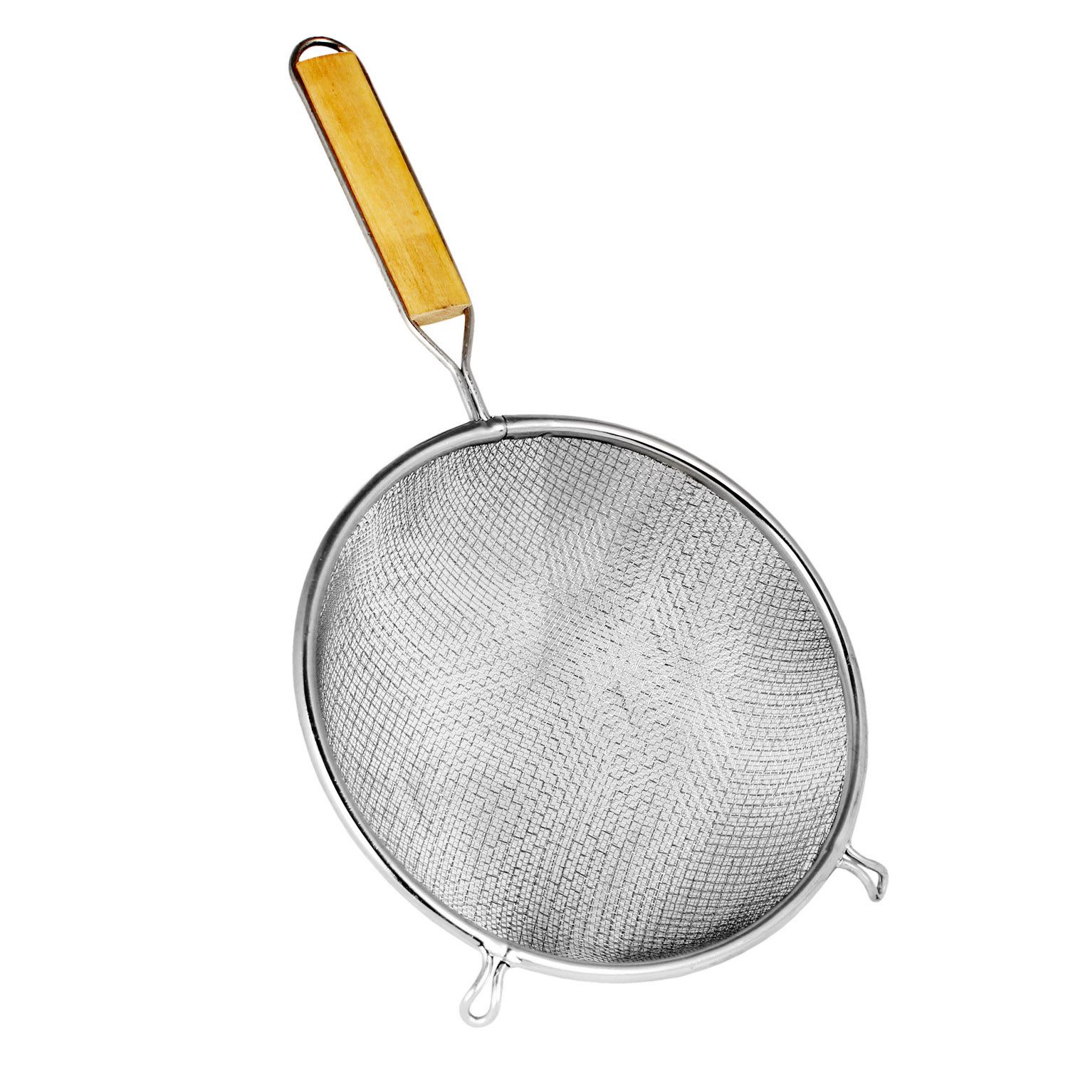 Thunder Group Double Medium Mesh Strainer with Wooden Handle