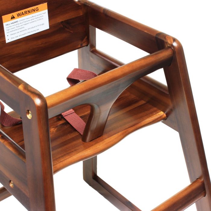 Thunder Group WDTHHC019A Walnut Wood Finished High Chair, K.D. ASTM404 Certified
