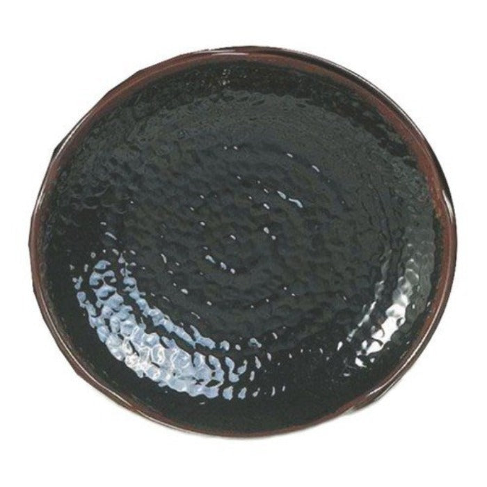 Thunder Group Tenmoku Black Lotus Shape Melamine Plate - 12/Pack