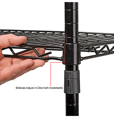 Nexel Wire Shelving Kit 36"W x 24"D x 74"H Black Epoxy 4 Shelves & Poles NSF