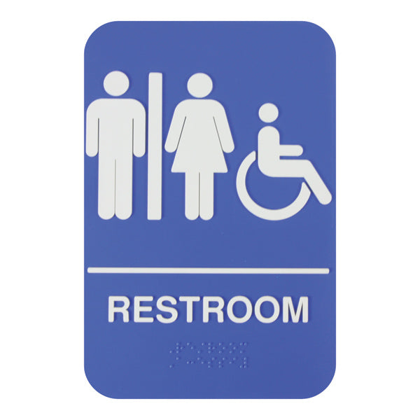 Thunder Group PLIS6960BL 6" x 9" Information Sign With Braille, Restroom / Accessible