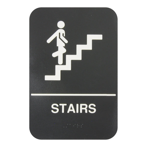 Thunder Group PLIS6954BK 6" x 9" Information Sign With Braille, STAIRS