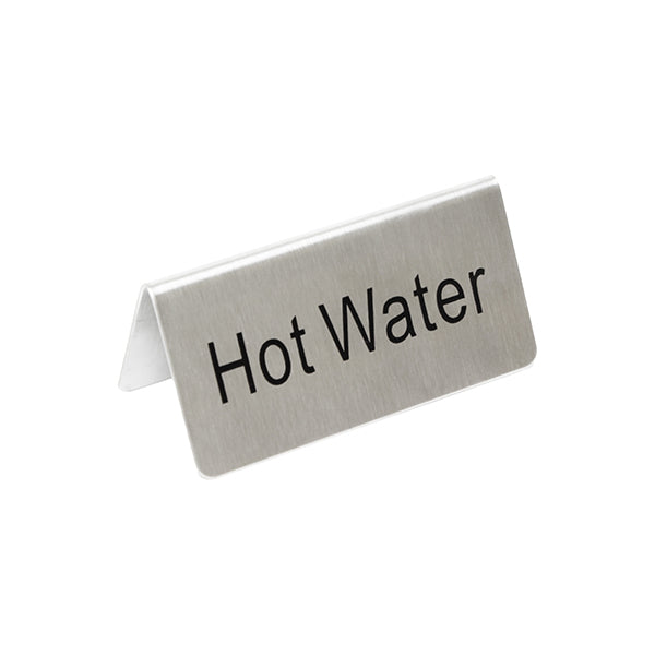 Thunder Group SLTS3155 Stainless Steel Hot Water Table Tent Sign, 3" x 1 1/2" x 1 3/8"
