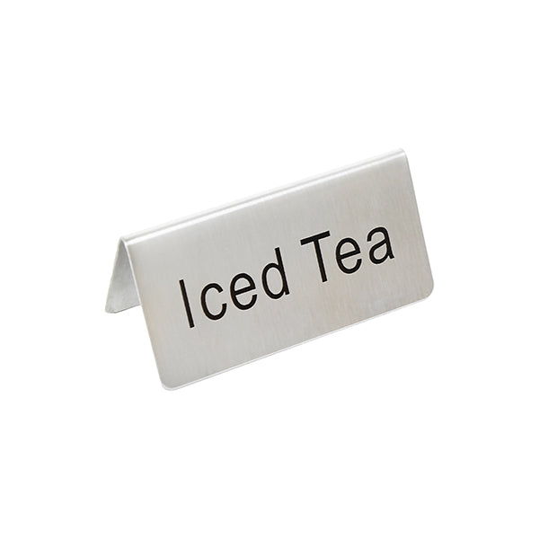 Thunder Group SLTS3156 Stainless Steel Iced Tea Table Tent Sign, 3" x 1 1/2" x 1 3/8"