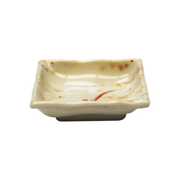 Thunder Group 2404 Gold Orchid 3 oz. Wave Square Melamine Sauce Dish - 12/Pack