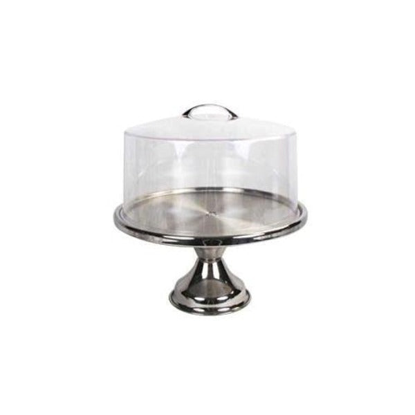Winco 13inch Stainless Steel Cake Stand CKS-13, with Matching Acrylic Cover CKS-13C - Gift Set