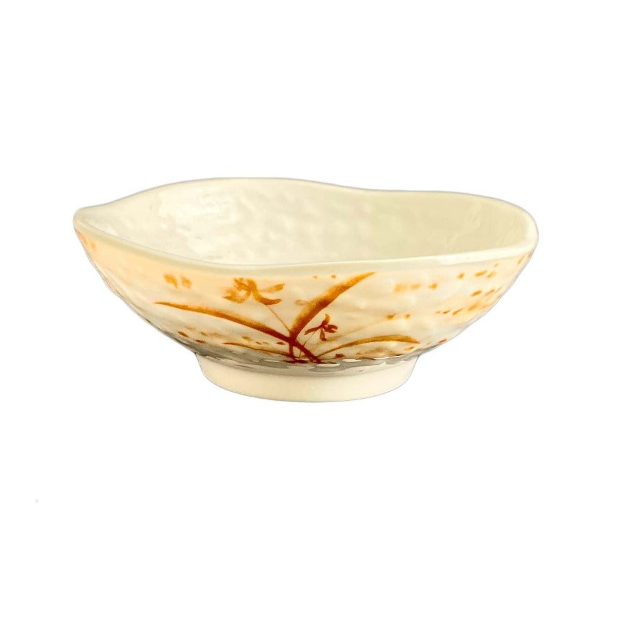 Thunder Group Melamine Wave Rice Bowl, Gold Orchid - 12/Pack