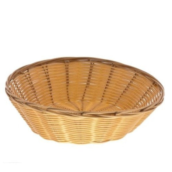 NEW, 8-Inch Round Woven Bread Roll Baskets, Food Serving Baskets, Basket, Restaurant Quality, Polypropylene Material - Set of 2