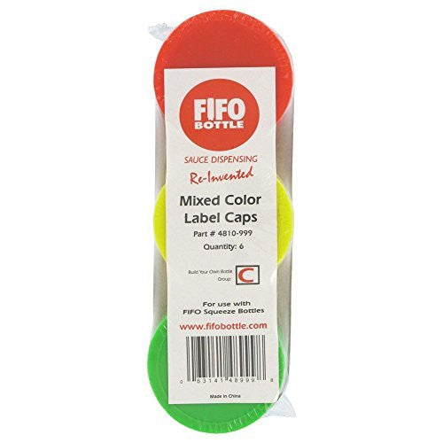 Colored Caps (for FIFO sauce dispenser bottles) Pack of 6 Colored Caps: Red, Yellow, Green, Dark Green, Blue and Dark Blue.