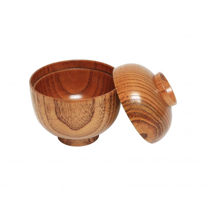 Thunder Group 9 oz. Round Wood Miso Soup Bowl with Lid