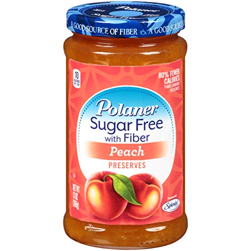 Polaner Sugar Free with Fiber, Peach Jam, 13 Ounce