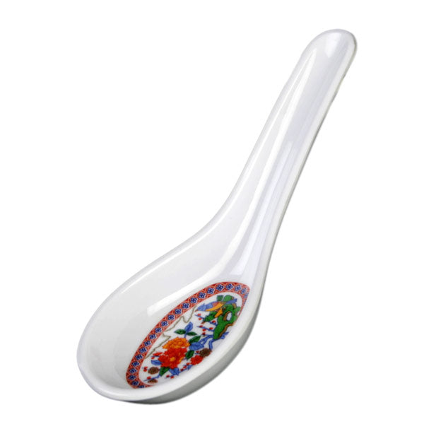 Thunder Group 7002TP Peacock 1/2 oz. Melamine Chinese Spoon - 12 Pieces