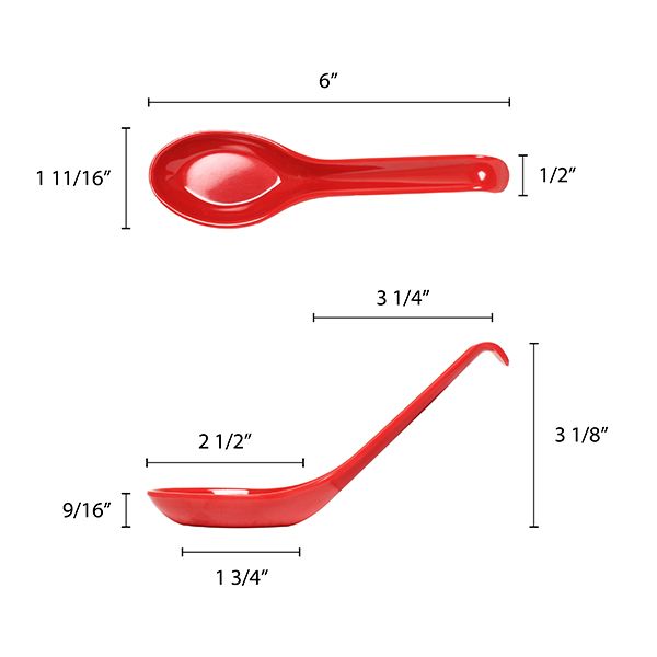 Thunder Group 7200PR 0.6 oz. Classic Pure Red Melamine Soup Spoon - 12 Pieces