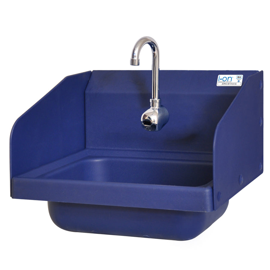 BK Resources (APHS-W1410-1SSEFB) Ion 1 Hole SM Blue Antimicrobial Side Splashes Kit