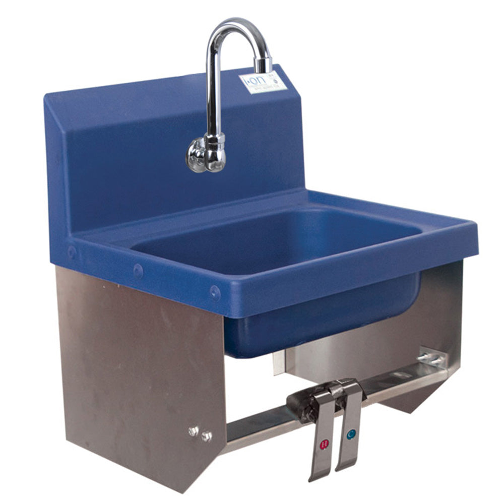 BK Resources (APHS-W1410-BKKPG) Ion 1 Hole SM Blue Antimicrobial Handsink With Faucet