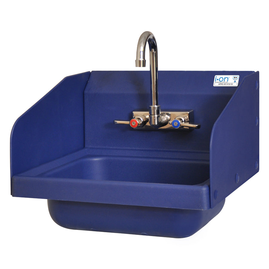 BK Resources (APHS-W1410-SSBE) Ion 2 Hole SM Blue Antimicrobial Side Splashes Kit
