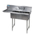 BK Resources 3 Compartment Sink 10 X 14 X 10D 15" Left Drainboard With Stainless Steel Legs & Bracing