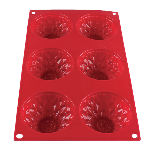 Thunder Group PLBM005S 3.89 oz. Sunflower High Heat Silicone Baking Mold, 6 Cavities