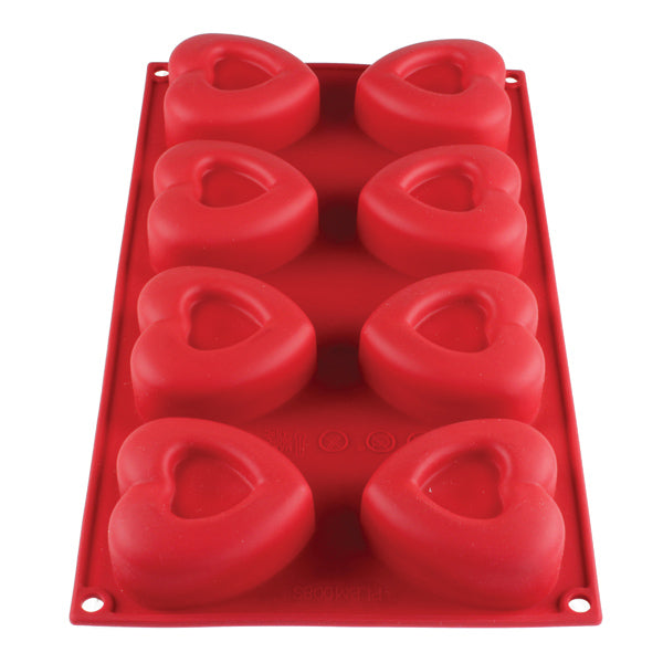 Thunder Group PLBM008S 2.4 oz. Heart High Heat Silicone Baking Mold, 8 Cavities