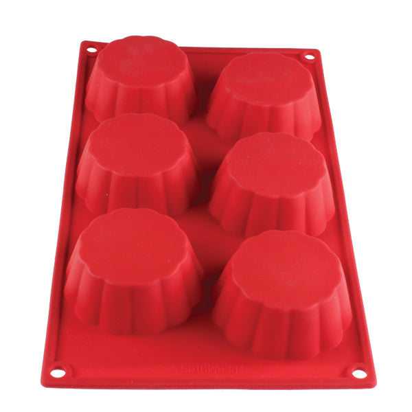 Thunder Group PLBM010S 3.7 oz. Brioche High Heat Silicone Baking Mold, 6 Cavities