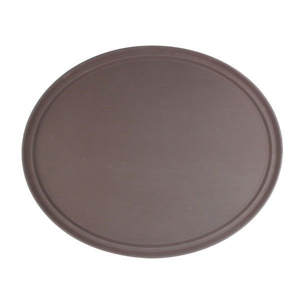 Thunder Group PLFT2700BR 22" x 27" Fiberglass Brown Color Oval Servicing Tray