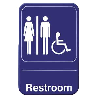 Thunder Group PLIS6903BL 6" x 9" Information Sign With Symbols, RESTROOMS / ACCESSIBLE