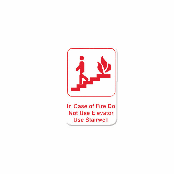 Thunder Group PLIS6904RD 6" x 9" Information Sign With Symbols, In Case Of Fire Do Not Use Elevator, Use Stairwell