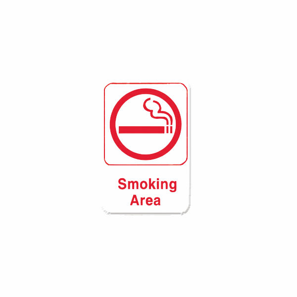 Thunder Group PLIS6906RD 6" x 9" Information Sign With Symbols, SMOKING AREA (Red and White)