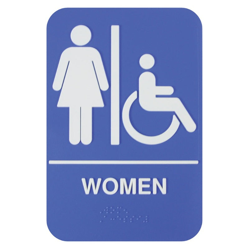 Thunder Group PLIS6957BL 6" x 9" Information Sign With Braille, WOMEN / ACCESSIBLE