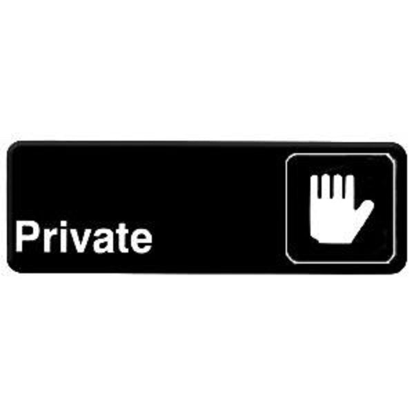 Thunder Group PLIS9303BK 9" x 3" Information Sign With Symbols, PRIVATE