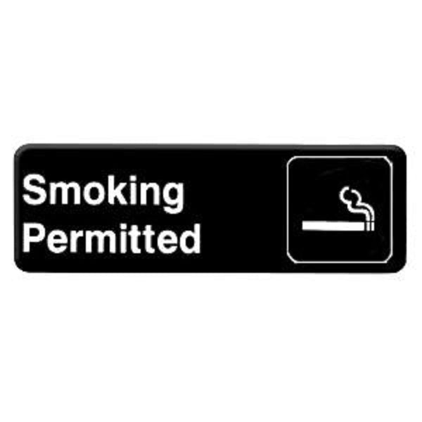 Thunder Group PLIS9312BK 9" x 3" Information Sign With Symbols, Smoking Permitted