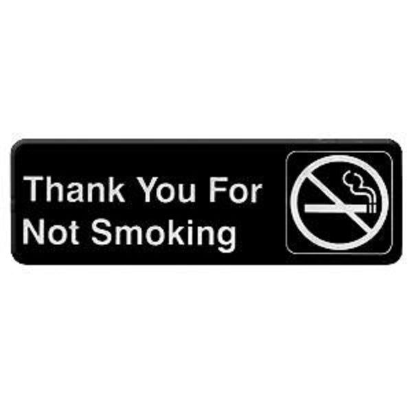 Thunder Group PLIS9318BK 9" x 3" Information Sign With Symbols, Thank You For Not Smoking
