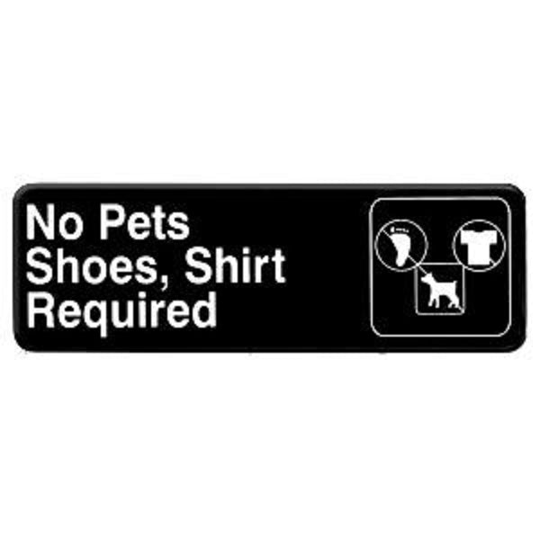 Thunder Group PLIS9319BK 9" x 3" Information Sign With Symbols, No Pets, Shoes, Shirt Required