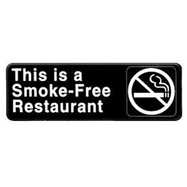 Thunder Group PLIS9320BK 9" x 3" Information Sign With Symbols, This Is A Smoke-Free Restaurant