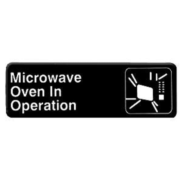 Thunder Group PLIS9324BK 9" x 3" Information Sign With Symbols, Microwave Oven In Operation