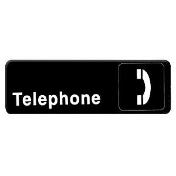 Thunder Group PLIS9328BK 9" x 3" Information Sign With Symbols, TELEPHONE