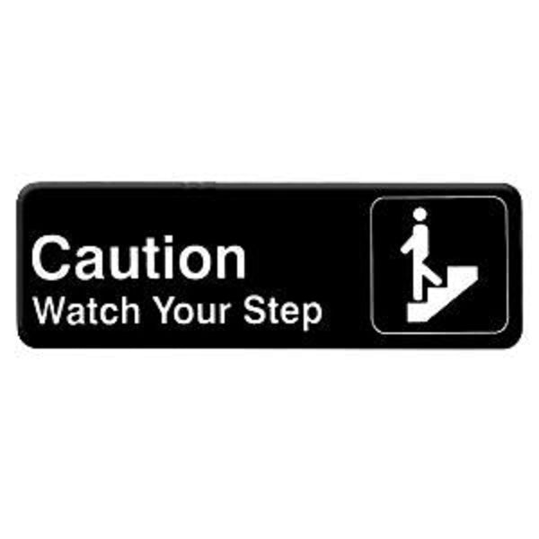 Thunder Group PLIS9329BK 9" x 3" Information Sign With Symbols, Caution Watch Your Step