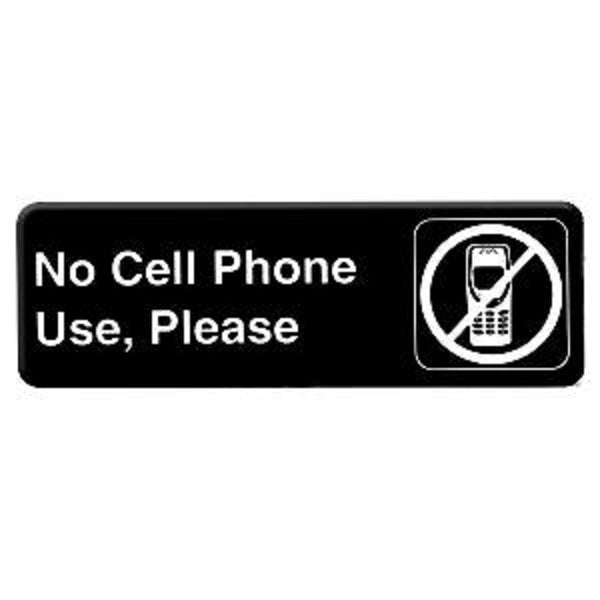 Thunder Group PLIS9332BK 9" x 3" Information Sign With Symbols, No Cell Phone Use Please