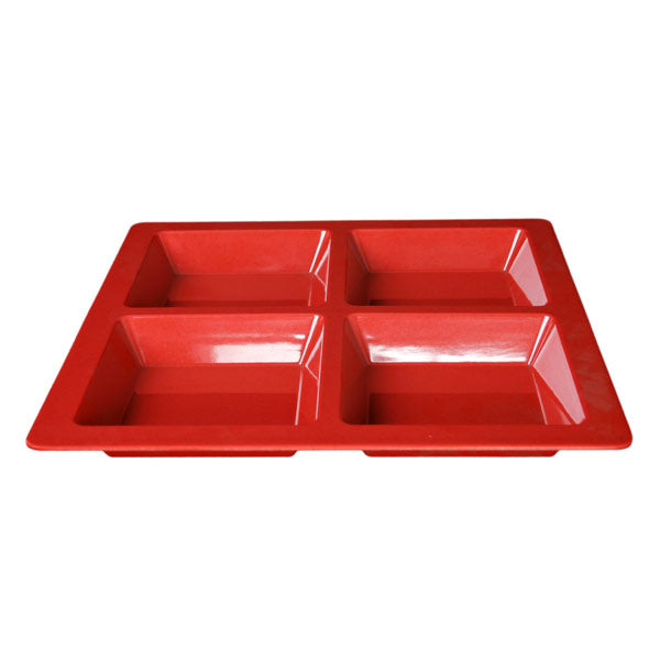 Thunder Group Square 4-Section Compartment Tray, 13 1/2" x 13 1/2" x 1 3/8"