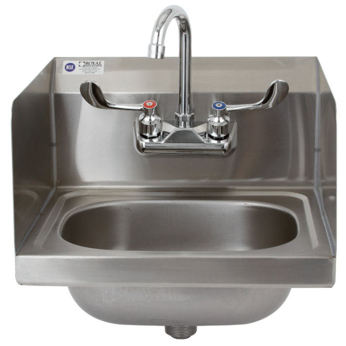 Royal Industries (ROY HSW 15 SP) Hand Sink with Splash Guard and Low Lead Faucet, 15"
