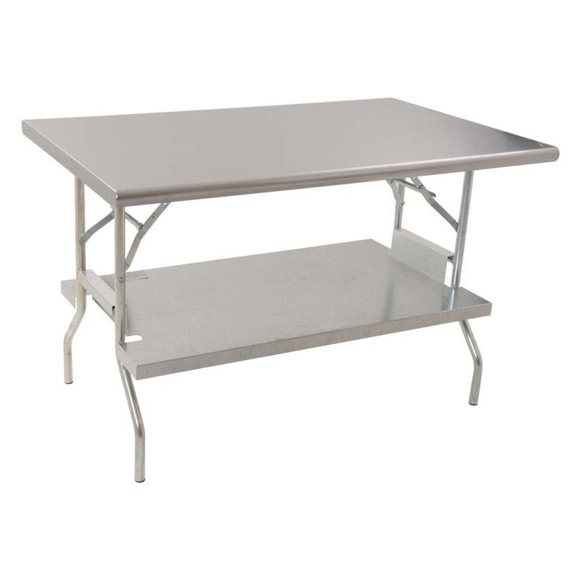 Royal Industries (ROY WTFS 2460) Folding Stainless Steel Work Table with Under Shelf, 24" x 60"