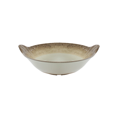Thunder Group Round Bowl with Crackle-Finished Border with Side Handles, Jazz - 6/Pack