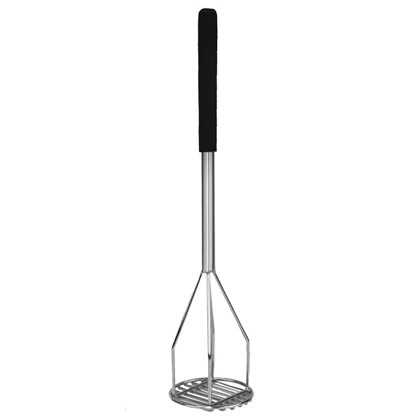 Thunder Group Round Potato Masher With Soft Grip, Chrome Plated