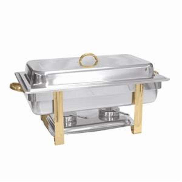 Thunder Group SLRCF0833GH 8-Quart Gold Accented Oblong Chafer
