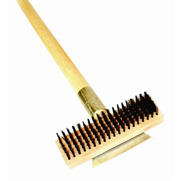 Thunder Group WDBS027H 27-Inch Heavy Duty Wire Brush With Scraper & Long Wood Handle