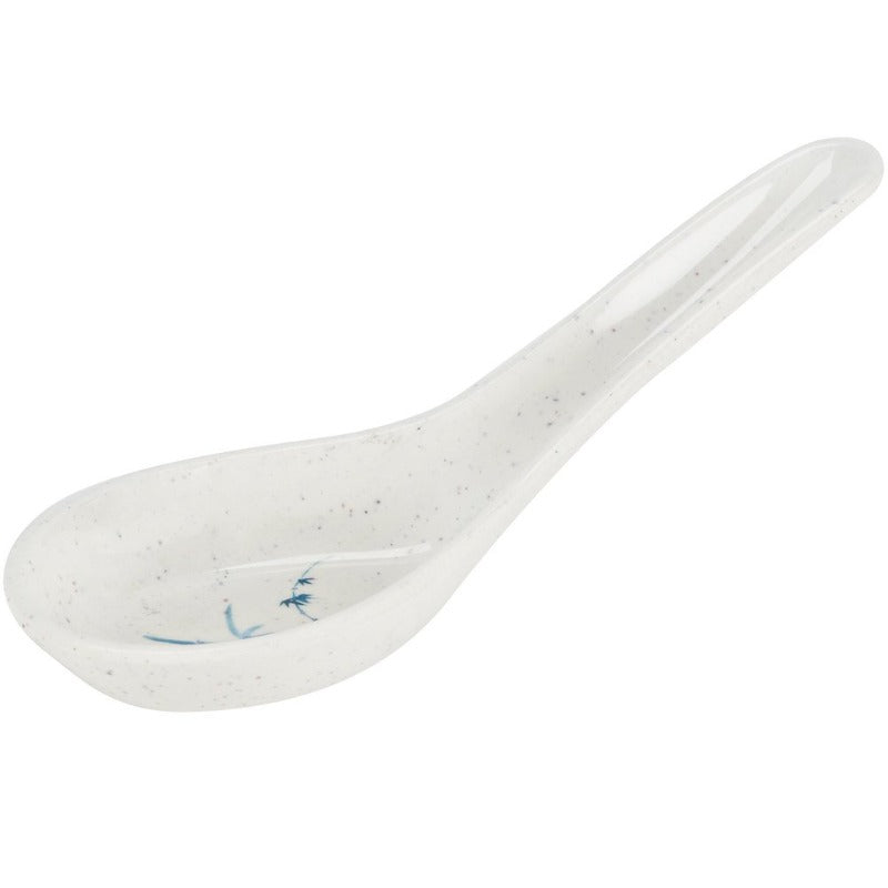 Thunder Group 7002BB Blue Bamboo 0.5 oz. Melamine Chinese Spoon - 12 Pieces