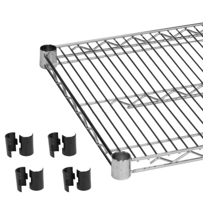 Thunder Group CMSV1824 Chrome Plated Wire Shelves 18" x 24" With 4 Set Plastic Clip