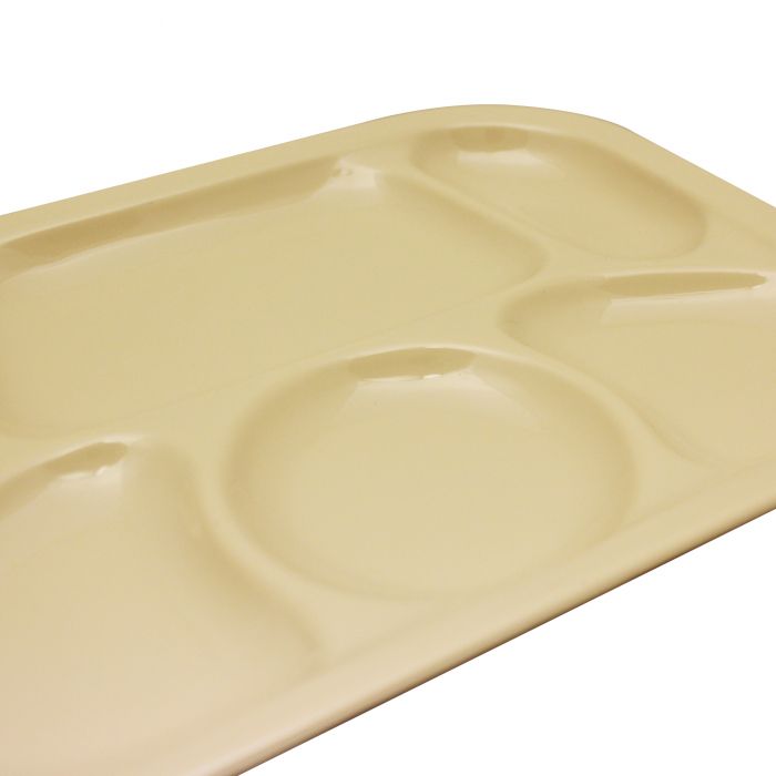 Thunder Group ML803T 13" x 9 1/2" Tan Melamine Compartment Tray - 12/Pack