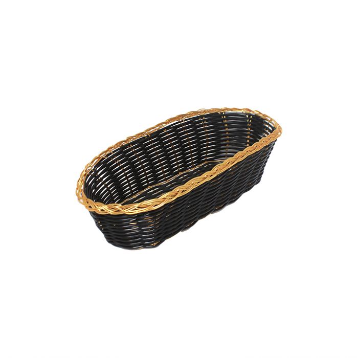Thunder Group PLBB850G Black Oblong Woven Bread Basket