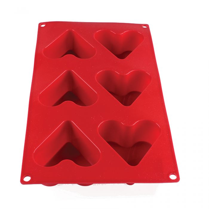 Thunder Group PLBM002S 4.4 oz. Heart Silicone Baking Mold, 6 Cavities